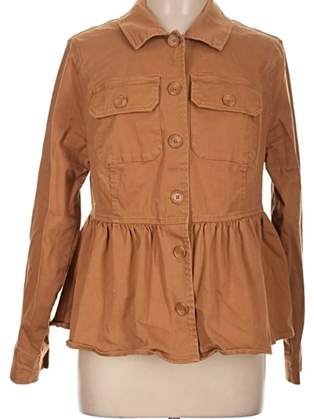 Torrid Tan Peplum Button Utility Jacket
